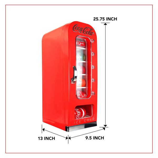 Coca Cola Mini Fridge For Bedrooms 5L Retro Vending Machine Style Cool Box 10 Can Quiet Mini Fridges with Display Window For Coke Beverages Food Drinks Home 12v Portable Cooler Box, Red
