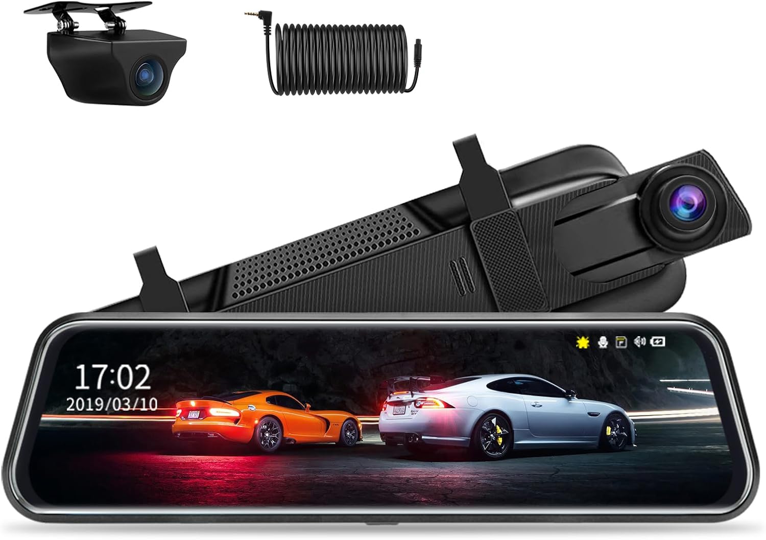 【Upgraded】10 Inch Mirror Dash Cam Night Vision 1080P Full Touch Screen Dual Dash Cam Front and Rear Camera Car Rear View Mirror Loop Recording 170° Wide Angle Parking Assistance