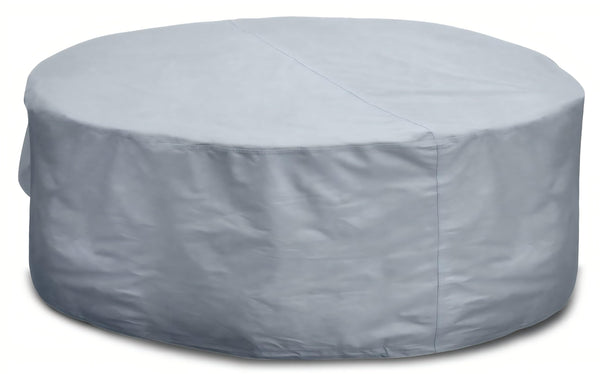 Kingsbridge Grey Heavy Duty 600D Waterproof Round Patio Table Cover (220cm), Anti UV, Breathable, Double Stitching, 220x80cm