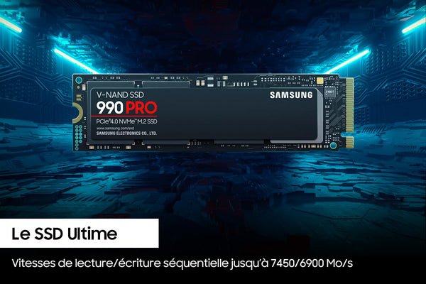 Samsung 990 PRO NVMe M.2 SSD, 2 TB, PCIe 4.0, 7,450 MB/s read, 6,900 MB/s write, Internal SSD, For gaming and video editing, MZ-V9P2T0BW
