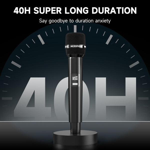 Microphone wireless, Wireless Microphones with One-to-One Chip Connection, 40H Rechargeable Battery, 200FT Range, Plug and Play, Ergonomic Design,Less Latency Singing Microphone for Karaoke, Party