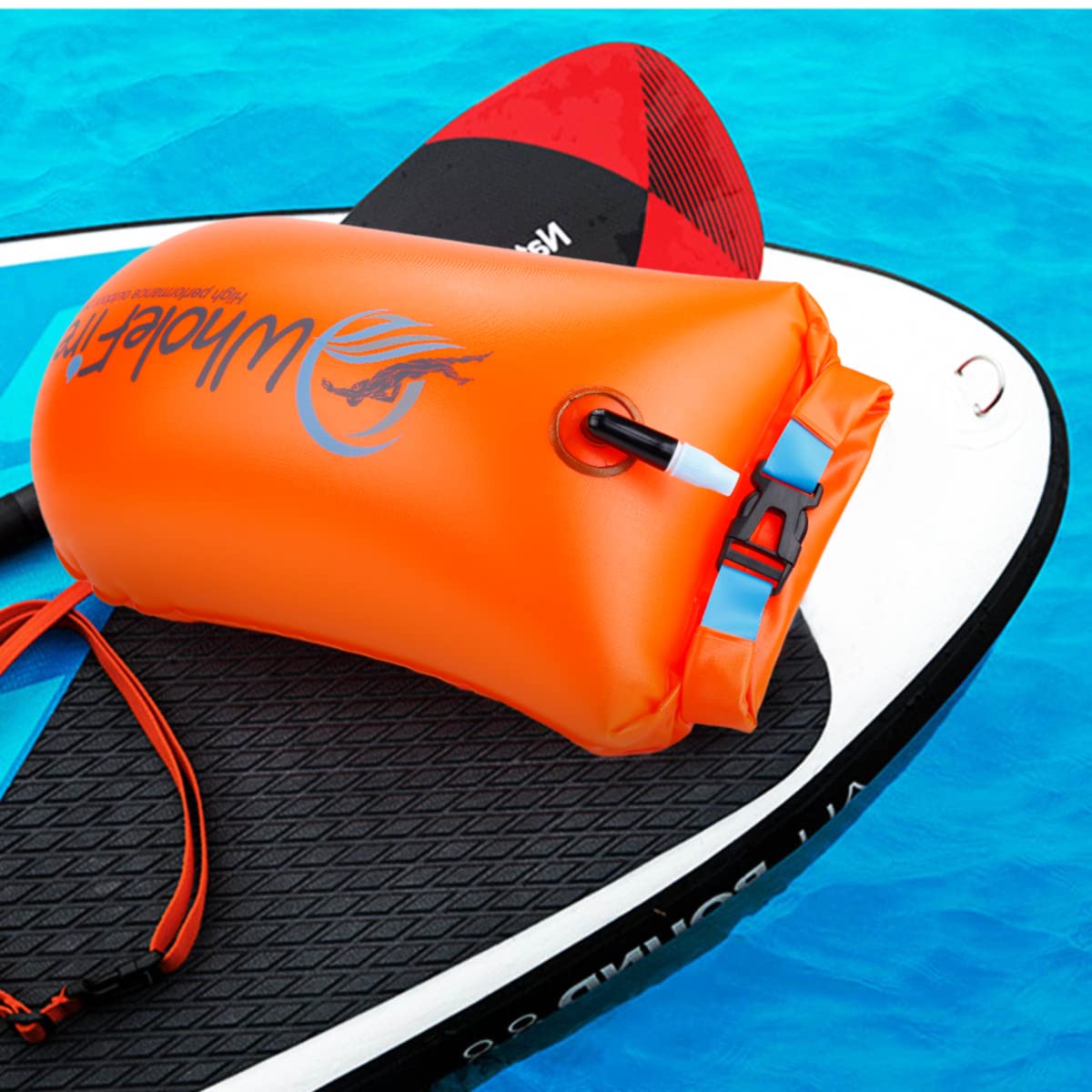 WholeFire 20L Swim Buoy Waterproof Inflatable Dry Bag Swim Safety Float for Water Sports, Open Water Swimmers, Triathletes, Kayakers and Snorkelers