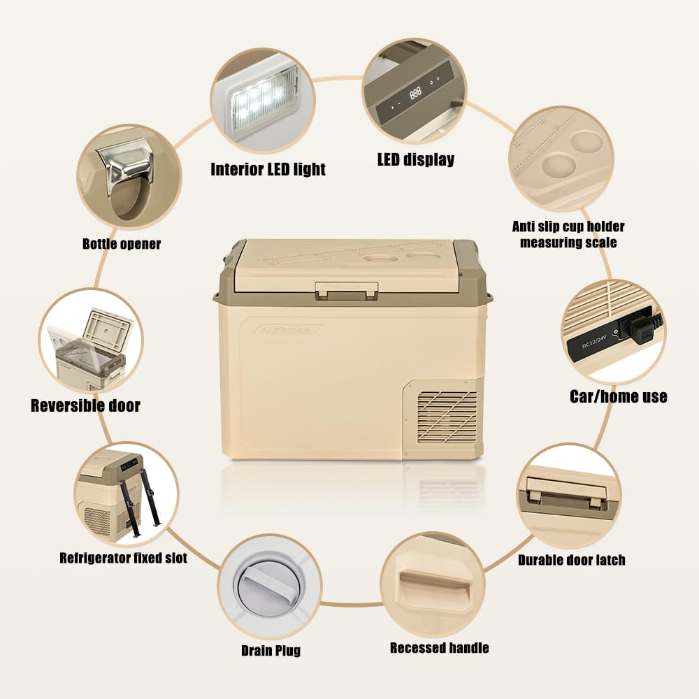 Alpicool X50 50L Car Fridge Freezer Portable Compressor Car Refrigerator 12/24V Electric Cooler for Camping, Road Trip, Picnic, Down to -20℃