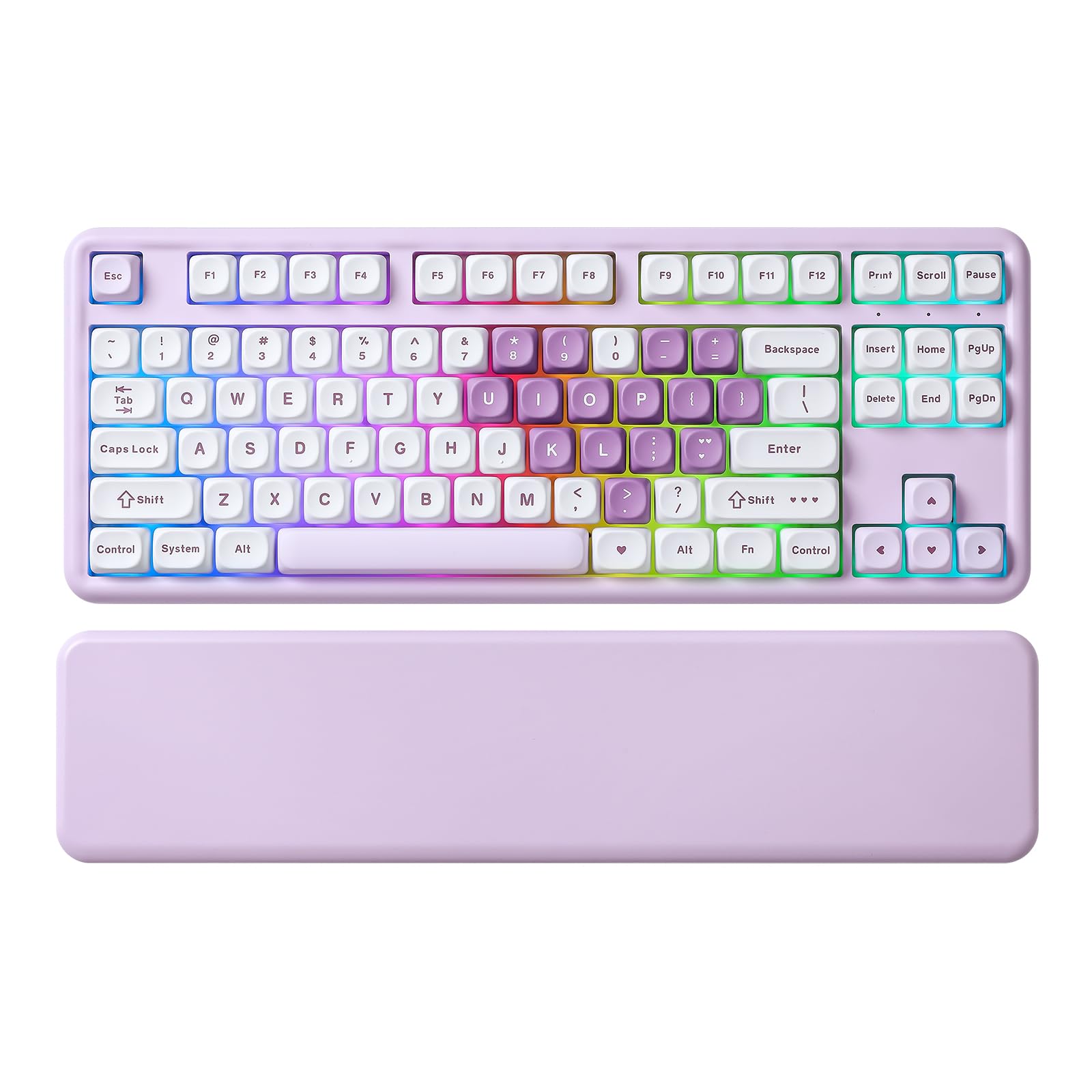 YUNZII B87 Wireless Mechanical Keyboard,QMK/VIA Software Custom Gaming,Gasket RGB Keyboard with Cute MOA Keycaps,Wrist Rest,BT5.0/2.4G/USB-C NKRO for Win/Mac (butter, milk v2 linear)