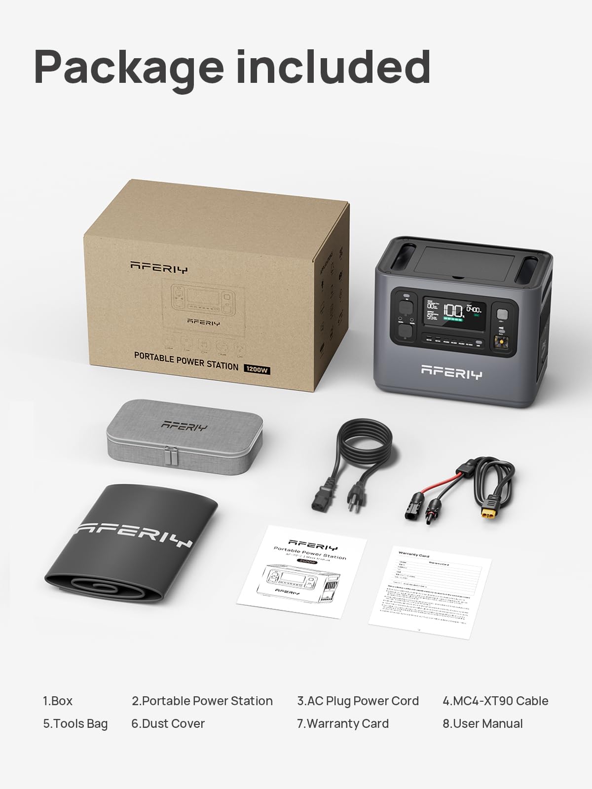 AFERIY Portable Power Station 800W, 512Wh Portable Power Station LiFePo4 Battery, 1-Hour Fast Charging, AC 220V-240V, UPS, 3500+ Charge Cycles, Solar Generator for Outdoor Camping/RV/Home Backup