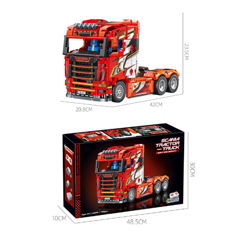 Technology Truck Building Kit, 1708 Pieces Scania Tractor Truck, Construction Toys Vehicle Building Blocks Sets, Truck Model Kits for Adults to Build, Engineering for Kids Series