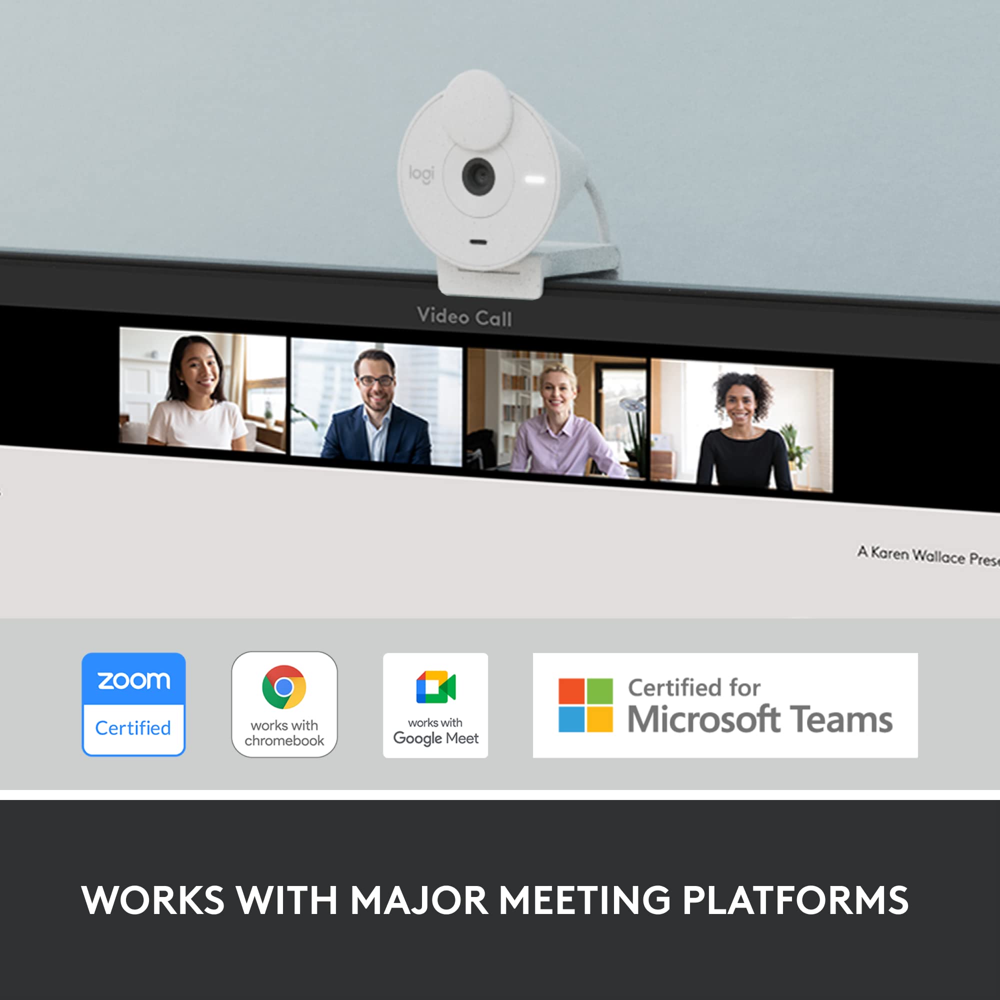 Logitech Brio 300 Full HD Webcam with Privacy Shutter, Noise Reduction Microphone, USB-C, Ceritified for Zoom, Microsoft Teams, Google Meet, Auto Light Correction, Streaming Webcam - White