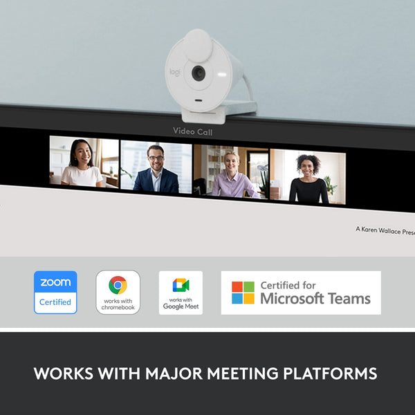 Logitech Brio 300 Full HD Webcam with Privacy Shutter, Noise Reduction Microphone, USB-C, Ceritified for Zoom, Microsoft Teams, Google Meet, Auto Light Correction, Streaming Webcam - White