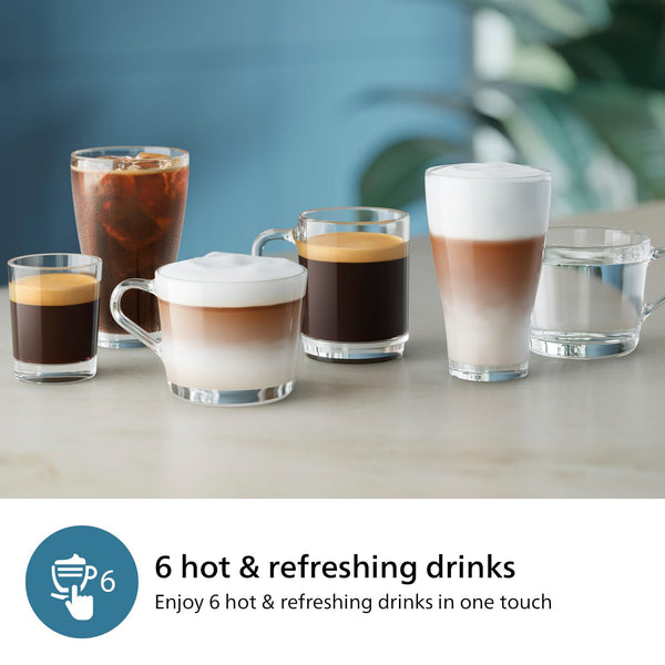 Philips 2200 Series Fully Automatic Espresso Machine - 2 Coffees, Touch Display, Classic Milk Frother, Ceramic Grinder, Matte Black (EP2220/10)