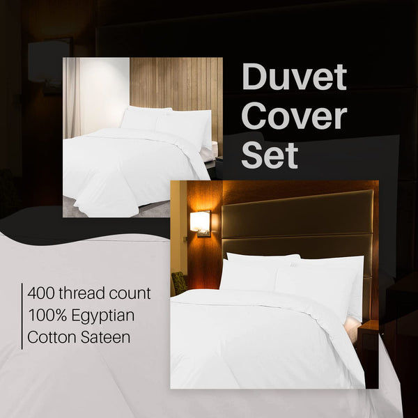 DTEX HOMES 400 Thread Count Duvet Quilt Cover Set With Pillow Cases 100% Egyptian Cotton Sateen Bed Set Super King