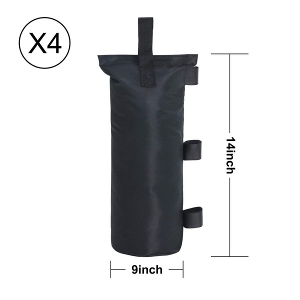 MASTERCANOPY Set of 4 Gazebo Sand Weights SandBags with Pothook for Pop Up Portable Folding Canopy, (Small, Black, Up to 31KG IN TOTAL)
