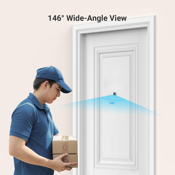 EZVIZ Peephole Camera (Door Viewer Cam) Wireless with 4.3" Monitor, 14–26mm Hole, 35–105mm Door Thickness, 2.4GHz Wi-Fi, 1080P HD Video, APP View, Indoor Colour Screen, No Motion Detection (CP2)