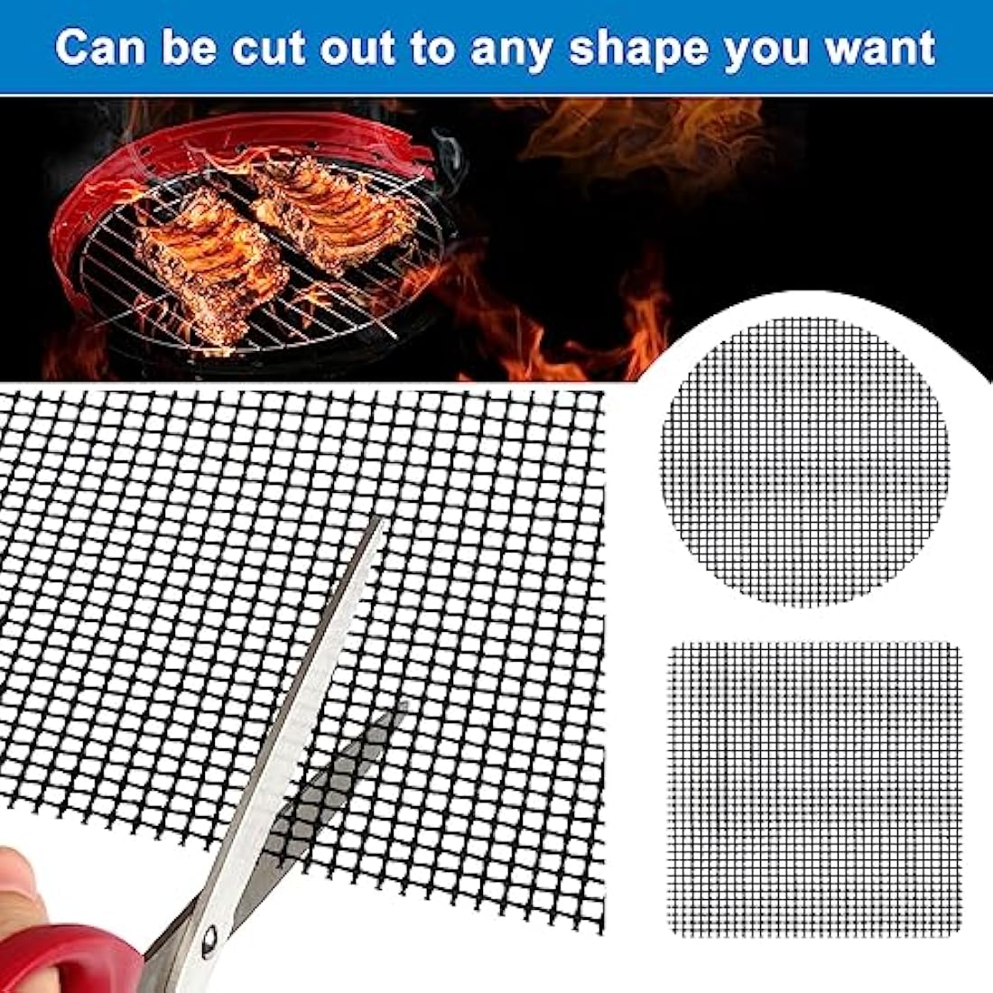 GWHOLE BBQ Grill Mat 4Pcs Non Stick Barbecue Sheets Reusable for Charcoal Gas Grill Meat Vegetable Cooking,40 * 30cm