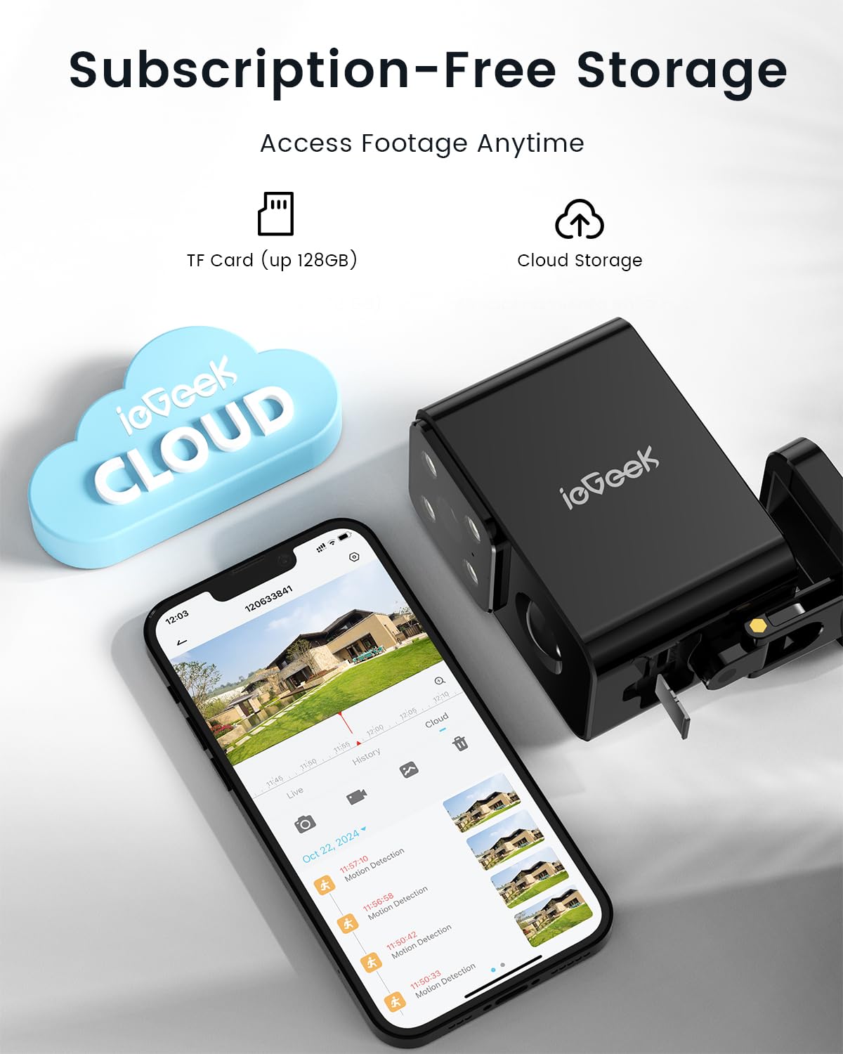 ieGeek No Monthly Fee 2K Security Camera Outdoor Wireless, 180° Horizontal Pan, Rechargeable Battery Wifi Home Camera, Colour Night Vision, Motion Detection, Siren Floodlight, Voice Intercom, IP65