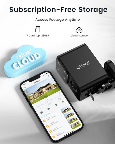 ieGeek No Monthly Fee 2K Security Camera Outdoor Wireless, 180° Horizontal Pan, Rechargeable Battery Wifi Home Camera, Colour Night Vision, Motion Detection, Siren Floodlight, Voice Intercom, IP65