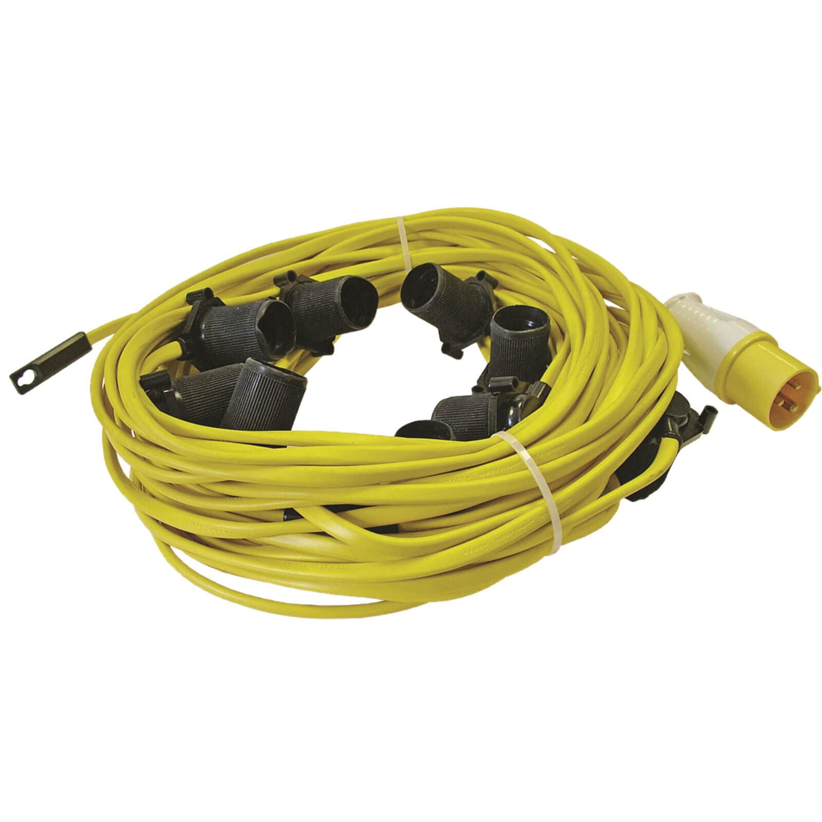 Faithfull FPPSLFESTOON Low Voltage 110v E27 10 x Bulb Festoon Light Set on 22M Arctic Cable (plus 3M to plug)