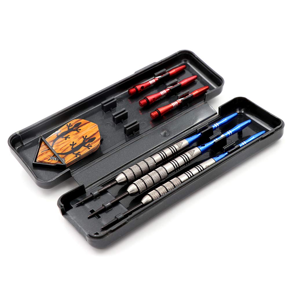 CUESOUL 90% Tungsten Steel Dart 22/24/26/28/30 Grams Darts Set Center Weighted Enhanced Control, Knurled Surface Supergrip, Aluminum Shafts Case