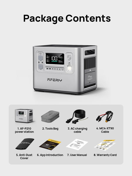 AFERIY Portable Power Station 2400W, 2048Wh Solar Power Station Control Via App, 13 Output Ports, 4 Input Ways, 3x 230V AC Outlets, LiFePO4 Battery, Solar Generator for Travel/Camping/Home Backup