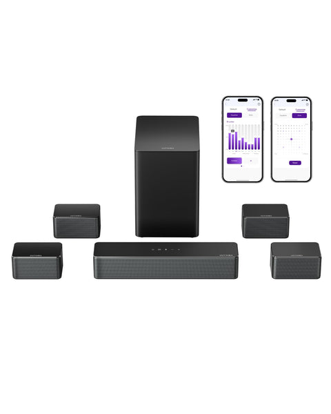ULTIMEA 4.1ch Sound Bar for Smart TV with Subwoofer, App, Peak Power 200W, 2-in-1 Detachable Bluetooth 5.3 Soundbar, Bass Adjustable, 3 EQ Modes TV Sound Bar, ARC/Optical/Aux, Apollo S50 2025 Version