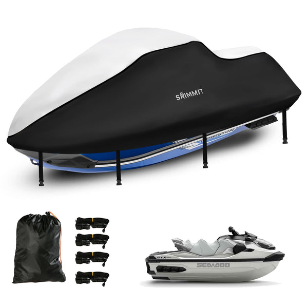 JetSki Waterproof Cover, Upgraded Heavy Duty 420D 3 Seater Jet Ski Cover with 2 Air Vent Marine Grade UV Resistant for Seadoo,Kawasaki,Waverunner