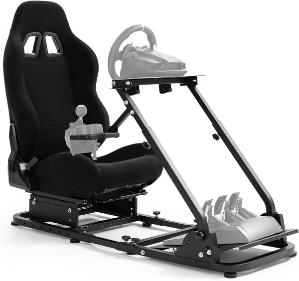 Dardoo Racing Simulator Cockpit Adjustable Black Seat Gaming Steering Stand Fits for Logitech G25 G27 G29 G920 G923, Thrustmaster T300, Fanatec, Not Included Steering Wheel, Pedal and Handbrake