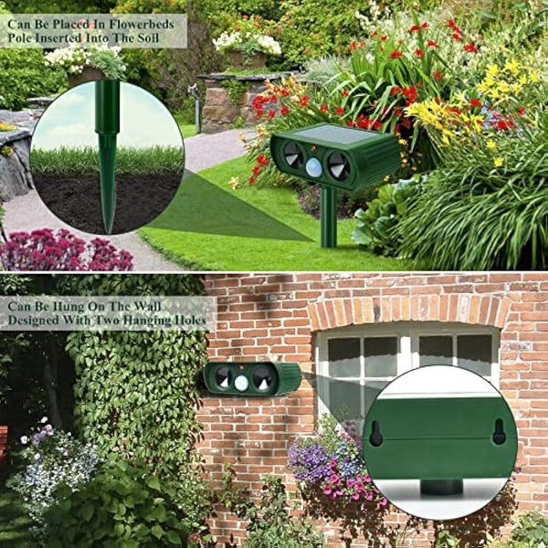 AKOFIC Cat Repellent Cat Scarer, Ultrasonic Solar Powered Waterproof Animal Repeller with Motion Sensor Flashing Light, Pest Deterrent Outdoor for Garden Yard Farm Cats Dogs Fox Birds Rat Wild Animals