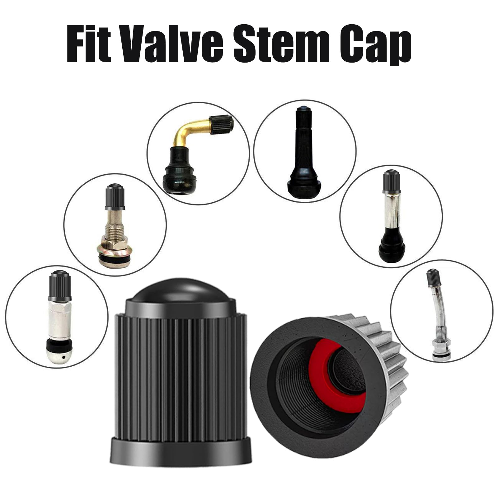 TCPENG® 10PCS Tyre Valve Caps, with O Seal Ring, Universal Stem Dust Covers for SUV, Cars, Bike, Motorcycles, Trucks, Heavy-Duty, Airtight Seal, Screw-On, Easy to Operation (10 Pack Black)