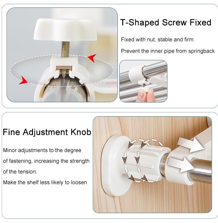 Hershii Closet Tension Shelf & Rod Expandable Metal Storage Rack Adjustable Organizer DIY Divider Separator for Cabinet Wardrobe Cupboard Kitchen