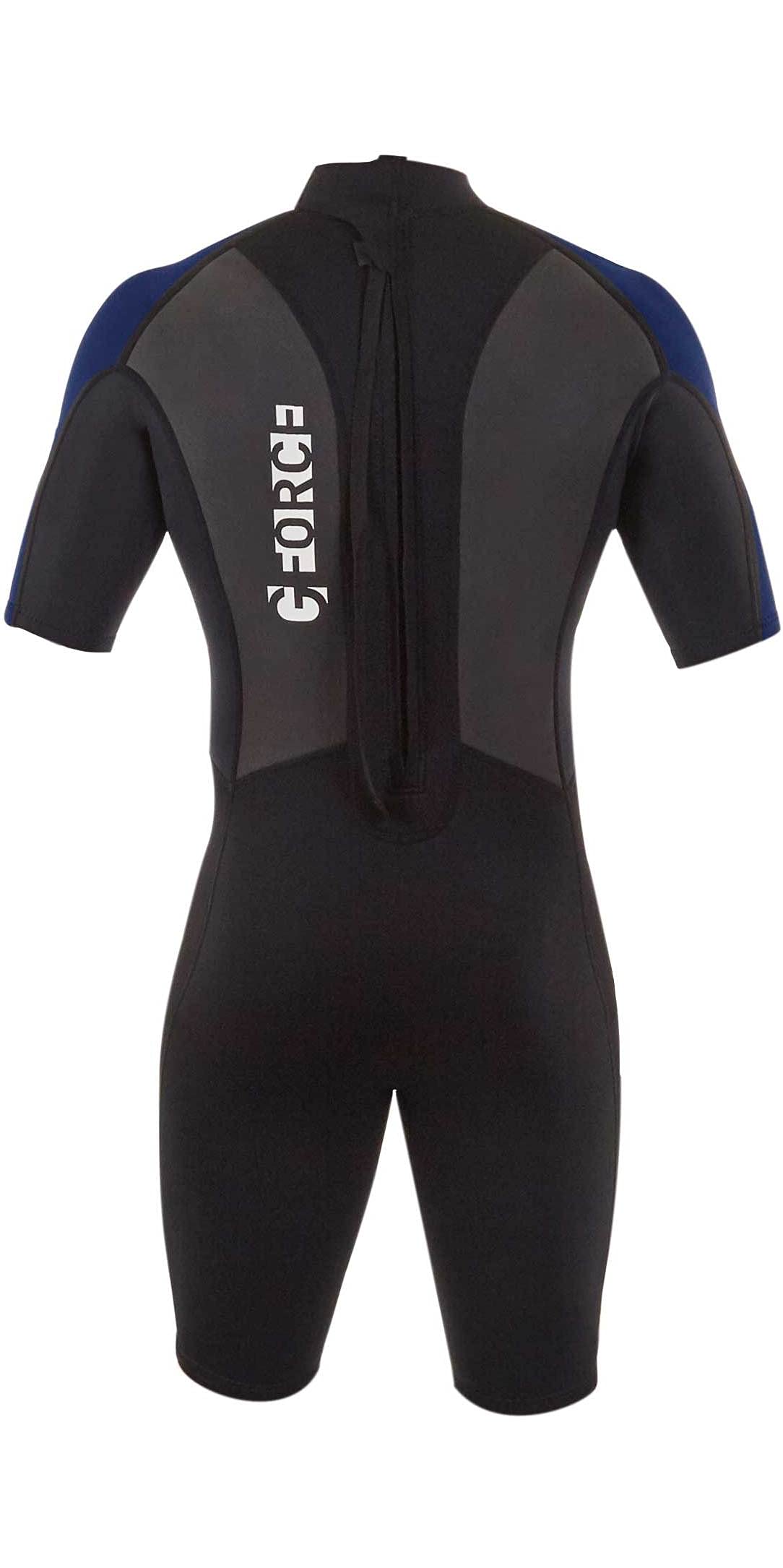 Gul Mens G-Force 3mm Back Zip Shorty Wetsuit - Black Navy - Easy Stretch - 80% D-Flex panels for durability
