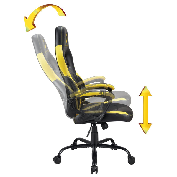 Subsonic Joker - Gaming chair or office chair, adult gamer chair, comfortable seat, integrated headrest, adjustable armrests and height, ergonomic backrest - Black