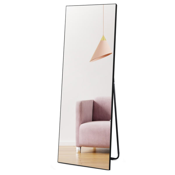 Hoikwo Full Length Mirrors 150x51cm (59x20 inches),Standing Mirror with Black Frame for Bedroom, Living Room or Bathroom