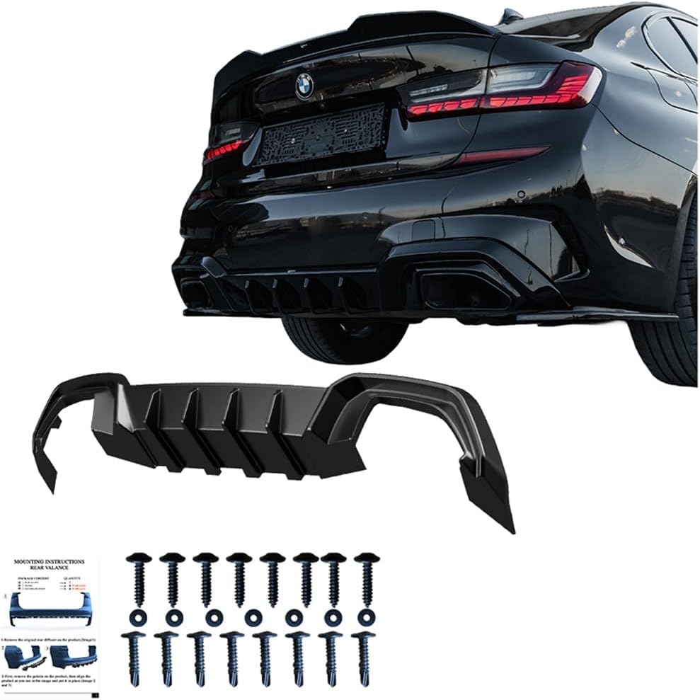 Oneway Rear Diffuser compatible with BMW 3-Series G20/G21 M-Pack 2018-2022 - Gloss black