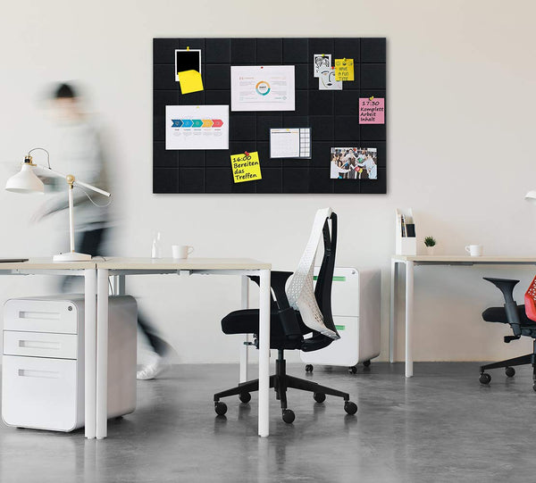 Uoisaiko Large 30x30cm Felt Board Tiles with 30 Pins, Pack of 6 Bulletin Board Notice Boards for Home Office Kitchen, Self Adhesive Pin Board Wall Tiles for Photos Memos