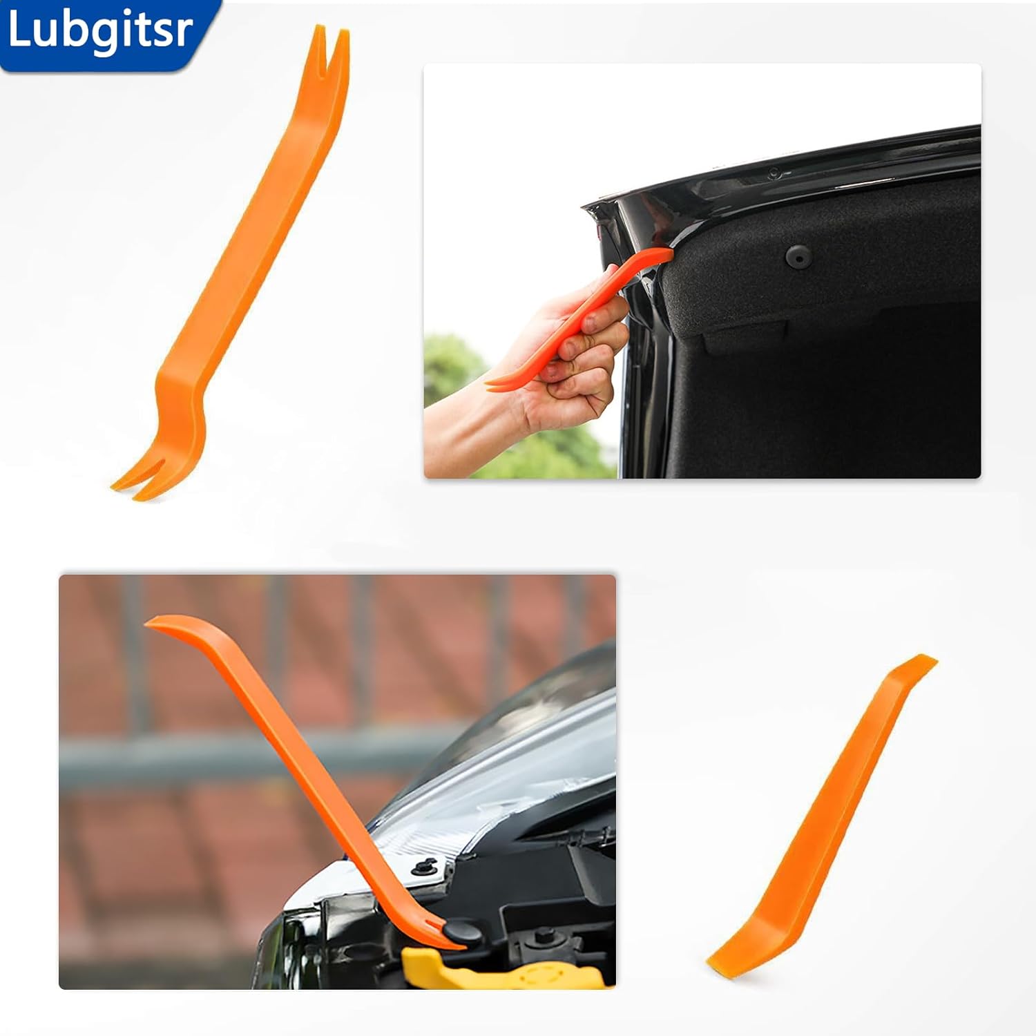 12 Pcs Auto Trim Removal Tool, Auto Door Clip Panel Trim Removal Tool Kits Stereo Radio Interior Light Repair Tool Kit for Car Radio Stereo Door Audio Panel Trim, Orange