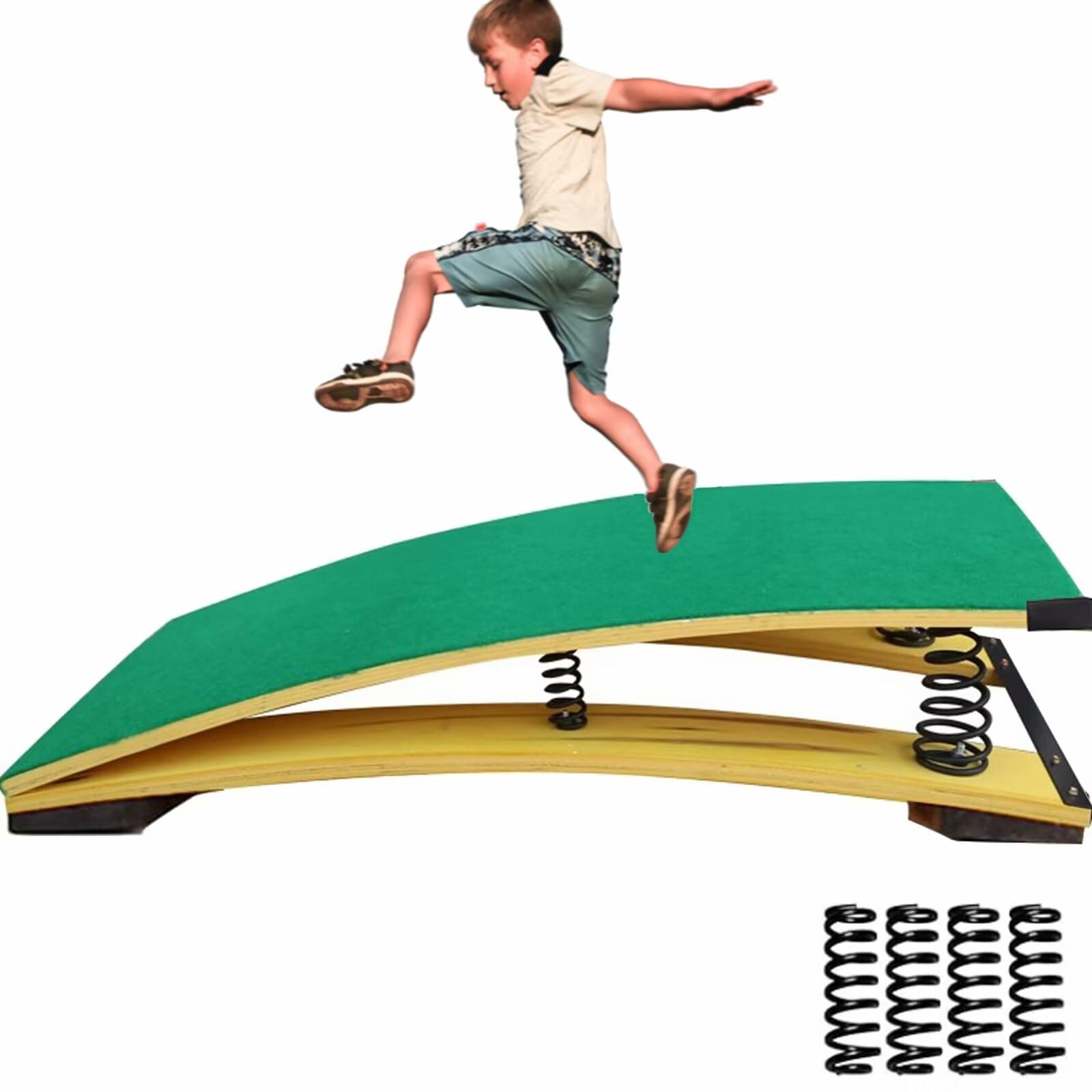 Gymnastics Springboard for Kids Vaulting Training Fitness Playing, Portable Curved Spring Board, Hard Wood Practice Equipment, Elastic Board for Home
