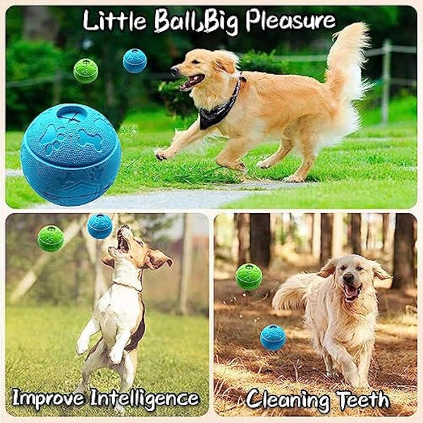 Feixun Dog Treat Toy Ball, Dog Rubber Food Ball, Interactive Dog Toy, Pack of 2(1*Blue+1*Green) 8.1cm