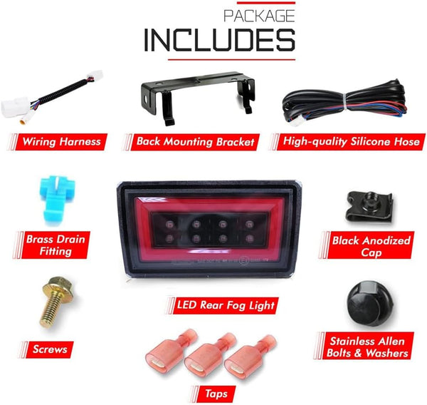 GAZOZ PERFORMANCE F1 Clear Lens LED Rear Fog Light Kit - Plug and Play Brake Light Compatible With 2015-2021 Subaru WRX STI Red Bar - Functions as Tail Lamp & Brake Lamp