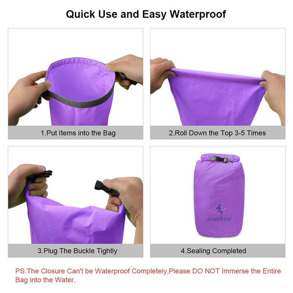 ioutdoor Dry Bag Set 2L + 5L + 10L + 20L+ 40L+ 70L Waterproof Small Lightweight Dry Bags for Paddle Board Kayaking Swimming Fishing Camping Hiking