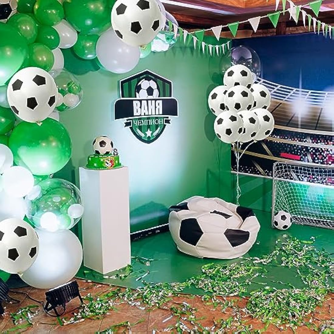 35 Pcs Football Balloons - Black & White Latex Birthday Balloons for Boys, Party Decor Supplies for Football Lovers
