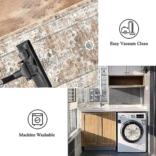 Enyhom Carpet Runners, 60 x 240 cm Extra Long Runner Rugs for Hallway Non Slip Laundry Room Area Rug Runner Machine Washable Kitchen Floor Mat Carpet