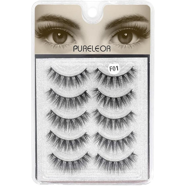 3D Faux Eyelashes Natural Long Looking 5 Pairs Reusable False Lashes Soft Fluffy Full Eyes Lash