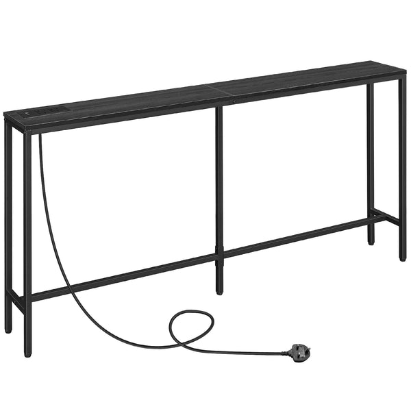 MAHANCRIS Console Table with Power Outlet, 180 CM Narrow Sofa Table, Industrial Entryway Table with USB Ports, Behind Couch Table for Entryway,