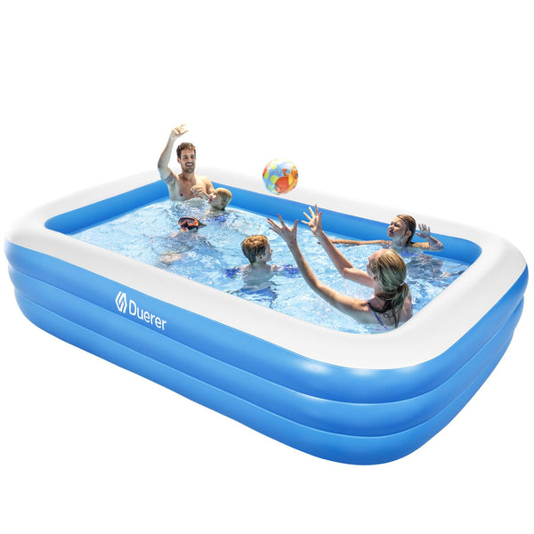 Duerer Inflatable Swimming Pools, 241cm x 142cm x 56cm Inflatable Paddling Pools for Kids Toddlers Adults, Full-Sized Family Blow up Pool Inflatable