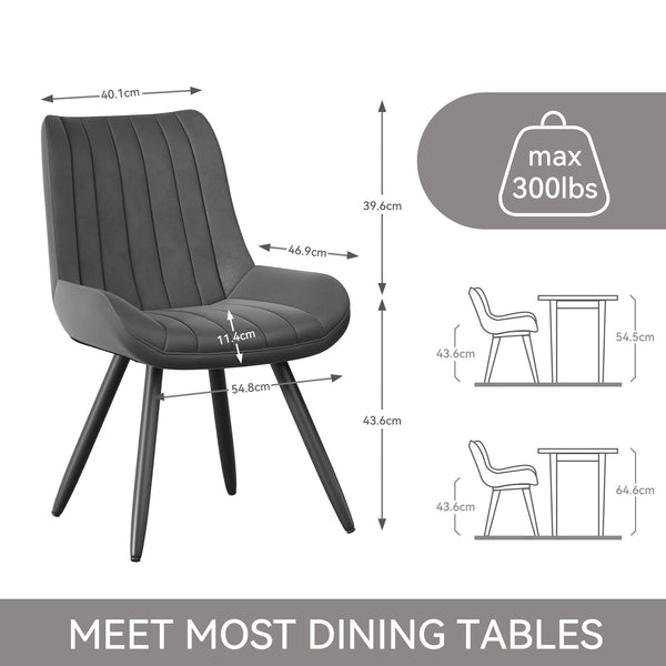 Hawthyhome Dining Chairs Set of 4 |Upholstered Chairs with 10cm Thick Seat Cushion •Upholstered Fabric Dining Chair •Kitchen Chair with Backrest •Modern Armchairs with Metal Legs •Dark Grey