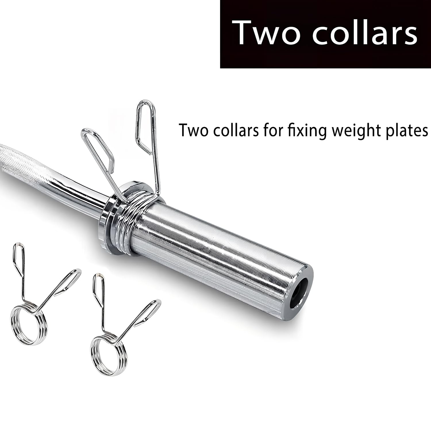 jxgzyy EZ Curl Bar Weight Bar Barbell Bar 47 Inches Weight Lifting Bar for 2 Inches Weight Plates, Non-Slip Hand Grip With 2 Spring Collars For Gym