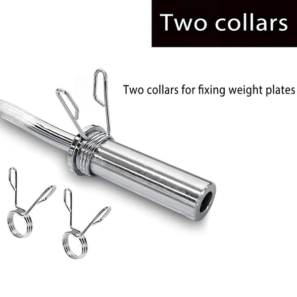 jxgzyy EZ Curl Bar Weight Bar Barbell Bar 47 Inches Weight Lifting Bar for 2 Inches Weight Plates, Non-Slip Hand Grip With 2 Spring Collars For Gym