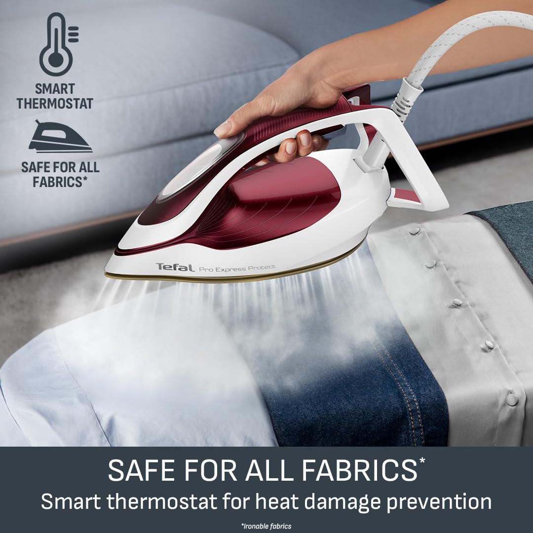 Tefal ProExpress Protect Steam Generator Iron, 7.5-Bar High Pressure, 560g/min Steam Boost, 135g/min Steam Output, No-Setting Technology, Anti-Drip Protection, 1.8 Litre, Blue & White,GV9224