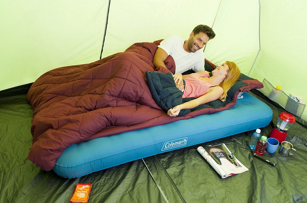 Coleman Luftbett Extra langlebiges Einzelbett/Doppelbett, Campingbett, Beflocktes Einzel-/Doppel-Luftbett, aufblasbare Luftmatratze, stabiles und langlebiges Komfortbett für den Innen und Außenbereich