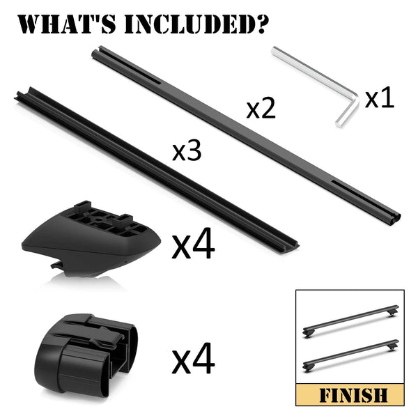 COWVIE 135cm Roof Rack Cross Bars, Adjustable Aluminum Roof Bars, Fits Most Existing Raised Side Rails with Gap - White