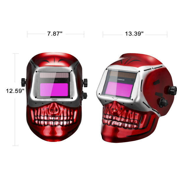DEKO Welding Helmet Auto Darkening: True Color Solar Powered Auto Darkening Welding Helmets Welder Mask Hood (Skull Design)